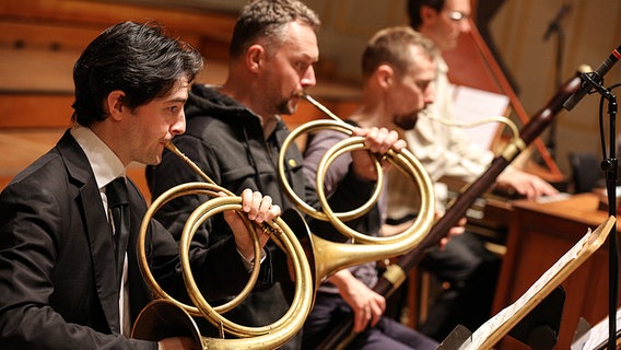 Bläser und Cembalist des Helsinki Baroque Orchestra bei der Probe  Foto: Marcus Krüger