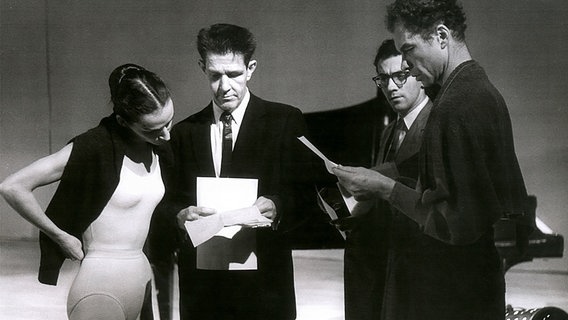 Carolyn Brown, John Cage, David Tudor and Merce Cunningham Studio in 1958 at the NDR (left) NDR © Photographer: Susanne Shapovalov