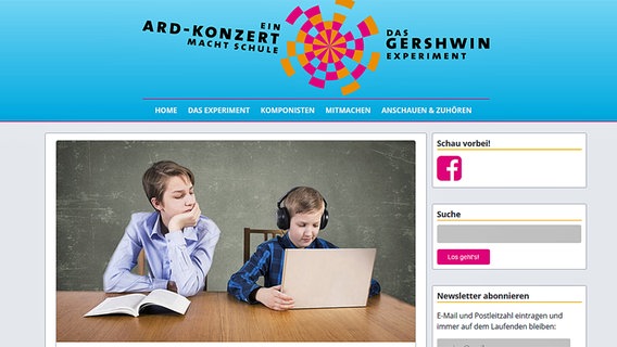 Screenshot der Homepage des ARD Schulkonzerts 2015.  
