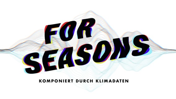 Schriftzug "For Seasons - komponiert durch Klimadaten" auf farbigem Wellenmuster © Jung von Matt 