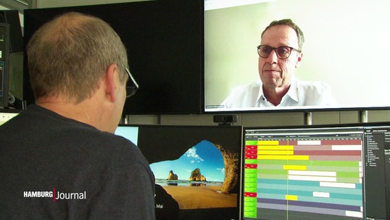 Thorsten Vorbau in einer Videokonferenz mit HBL-Geschäftsführer Frank Bohmann. © Screenshot 