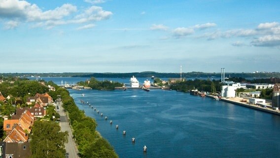 Blick auf die Schleusen des Nord-Ostsee-Kanals in Kiel-Holtenau. © Landeshauptstadt Kiel/Bodo Quante 