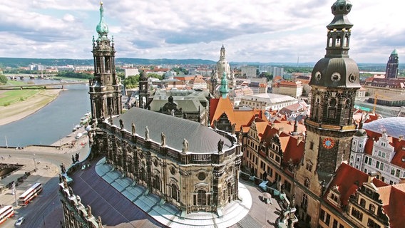 Dresdner Alstadtpanorama mit Hofkirche, Frauenkirche und Residenzschloss © Shutterstock 