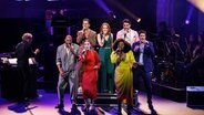 Auf einer Bühne steht eine Gruppe von Musicalsängern und Musicalsängerinnen. © Stage Entertainment Foto: Moris Mac Matzen
