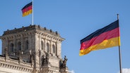 Der Reichstag mit deutschen Flaggen. © fotolia Foto: pit24