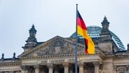 Die deutsche Fahne weht vor dem Bundestag in Berlin. © Colourbox Foto: Paolo Querci