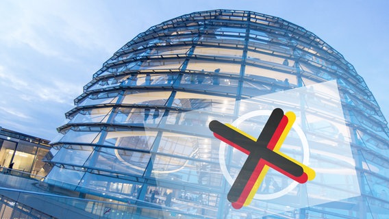 Die Kuppel des Deutschen Bundestages mit einem Wahlkreuz. © picture alliance Foto: Daniel Kalker