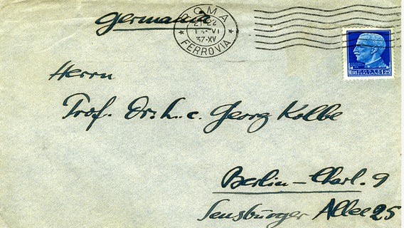 Brief von Hermann Blumenthal aus Rom an Georg Kolbe in Berlin, 1937. © Georg Kolbe Museum 