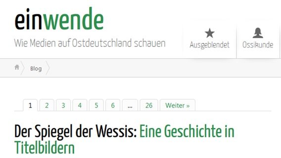 Der Blog "einwende" befasst sich mit einem Thema, das auch als Claim auf der Homepage steht: "Wie Medien auf Ostdeutschland schauen". © Einwende Foto: Screenshot