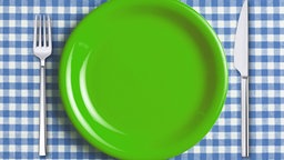 Ein grüner Teller mit Besteck. (Bildmontage) © fotolia.com Fotograf: Jiri Hera, mylisa