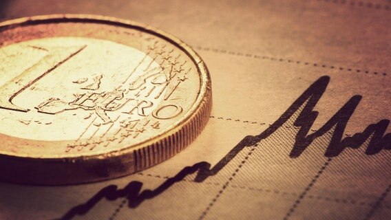 Eine Euro-Münze liegt auf einem Blatt Papier mit aufgemalten Kurven. © Photocase Foto: Eisenglimmer