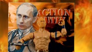 Eine Putin Action-Figur.  