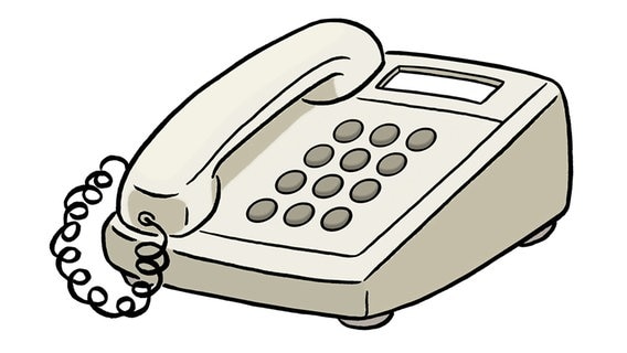 Eine Zeichnung: ein Telefon. © Lebenshilfe für Menschen mit geistiger Behinderung Bremen e.V., Illustrator Stefan Albers Foto: Illustrator Stefan Albers