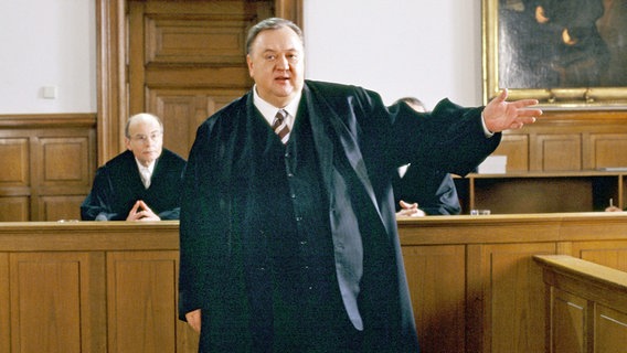 Anwalt Gregor Ehrenberg (Dieter Pfaff) vor Gericht. © ARD/Marion von der Mehden 