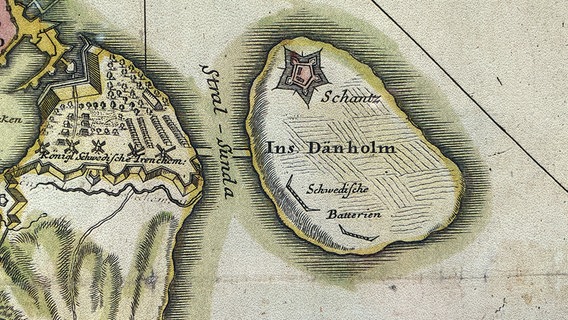 Kleine Insel mit großer Geschichte. Der Dänholm vor Stralsund war jahrhundertelang eine wichtige Militärbasis und gilt als der Geburtsort der kaiserlichen deutschen Marine. © NDR 