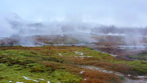 Hierfür ist Island berühmt: Heiße Quellen und Schwefelschwaden. © NDR/elb motion pictures GmbH 