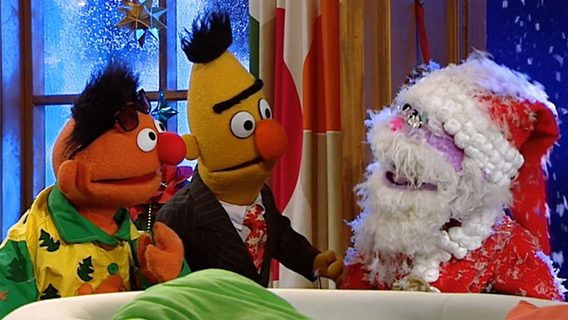 Ernie und Bert mit ihrem Weihnachtsbaum © NDR/ Sesame Workshop 