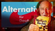 Alexander Gauland hält eine Packung "Werther's Rechte" in der Hand  