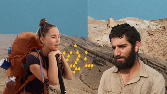 Fotomontage: Kim neben einem israelischen Wanderer auf dem Israel National Trail. © NDR/Jonathan Auch 