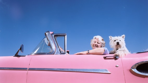 Ältere Frau mit Hund im Auto © Getty Images Foto: Brad Wilson