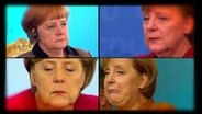Eine Bildkomposition aus vier Fotos von Angela Merkel.  