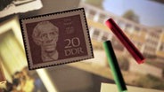 Eine Briefmarke aus der DDR mit dem Porträt Otto Nagels. © NDR/Kulturjournal 