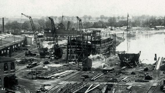 Die Werft in Bremerhaven im Jahre 1942. © © NDR/Fa. Rickmers 