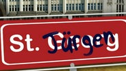 Ein Schild zum Stadtteil St. Georg / St. Jürgen.  