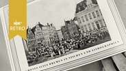 Kupferstich von Bremer Marktszene mit Untertitel "Schönes altes Bremen in Stichen und Litographien" (1962).  