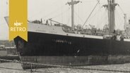 Schiff bei Eisgang auf der Elbe im Hamburger Hafen 1963  