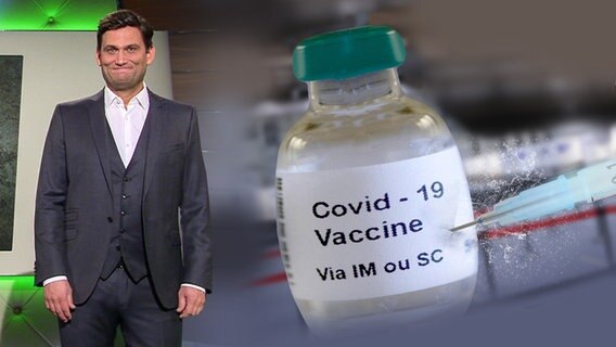 Ehring und im Hintergrund ein COVID-19-Impfstoff  