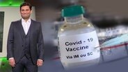 Ehring und im Hintergrund ein COVID-19-Impfstoff  