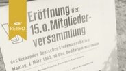Veranstaltungsplakat zur: "Eröffnung der 15. ordentlichen Mitgliederversammlung" der Studentenschaften 1963 in Hamburg  