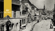 Historische Straßenansicht aus Flensburg, Foto aus dem ausgehenden 19. Jahrhundert  