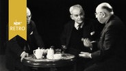 Hans Mayer, Marcel Reich-Ranicki und Fritz Kortner in der Fernsehsendung "Das Literarische Kaffeehaus" 1965  