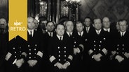 Gruppenbild von Kapitänen beim Empfang im Hamburger Rathaus 1964  