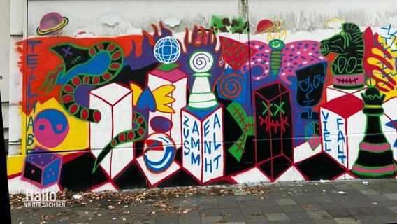 Ein Grafitti in Hildesheim steht für das neue Image der Stadt.  
