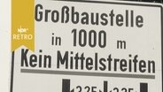 Schild "Großbaustelle" auf der A7 bei Maschen 1964  