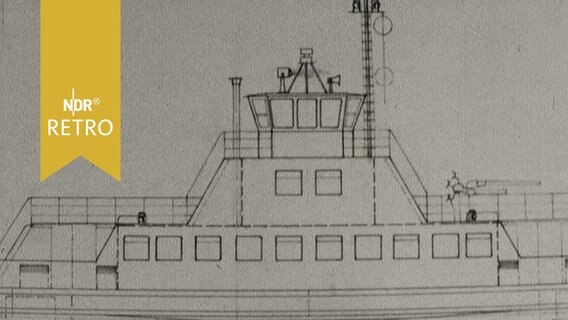 Konstruktions-Zeichnung einer Fähre 1964  