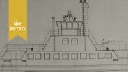 Konstruktions-Zeichnung einer Fähre 1964  
