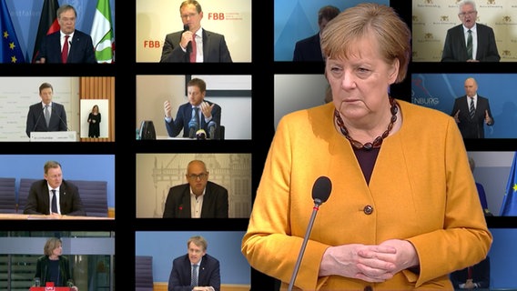 Angela Merkel bei einer Videokonferenz.  