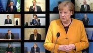 Angela Merkel bei einer Videokonferenz.  