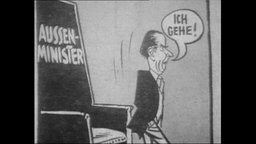 Karikatur des Außenminister Schröders, der sagt "ich gehe"  