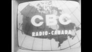 Logo des CBC Radio-Canada in einem Röhren-Fernseher.  