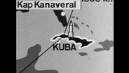 Landkarten-Ausschnitt von Kuba, auf der eine Rakete eingezeichnet ist.  