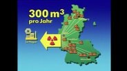 Karte der BRD zur Auslagerung des deutschen Reaktorabfalls ins französische La Hague (Archivbild)  