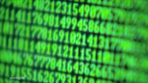 Digitale Zahlen auf einem Bildschirm.  