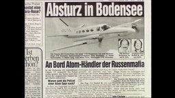 Ein Zeitungsartikel mit der Überschrift "Absturz am Bodensee"  