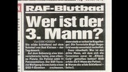 Ein Zeitungsartikel mit der Überschrift "Wer ist der 3. Mann?"  