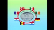 Eine Grafik zeigt eine ECU-Münze, die von Landesflaggen umrahmt wird.  